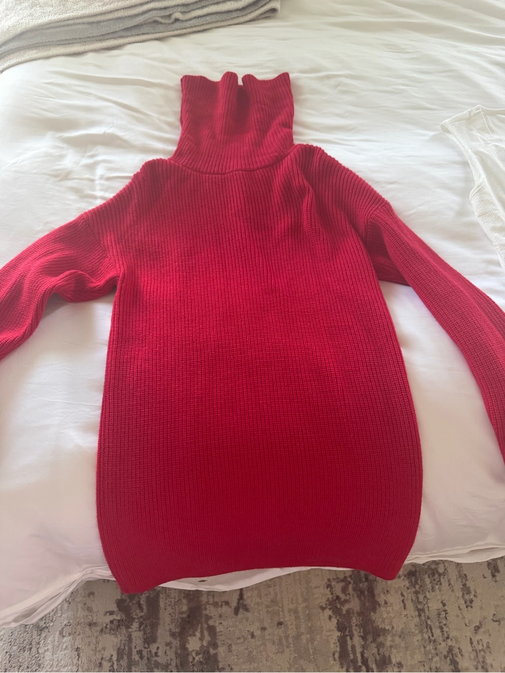 Red Turtleneck Ribbed Sweater - Women's Classic Fit